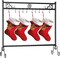 Christmas Stocking Holder Stand with 10 Hooks - Heavy Duty Rack Stocking Hooks for Hang up to 10 Holiday Stockings, Ornaments, Black